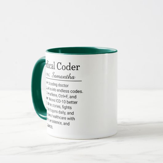 Mug Funny Personalized Medical Coder Definition  (Devant gauche)