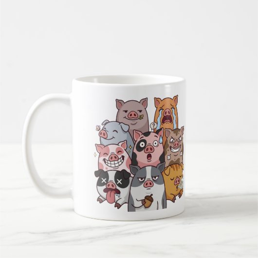 Mug Funny Pig Mood Squad Cartoon (Gauche)