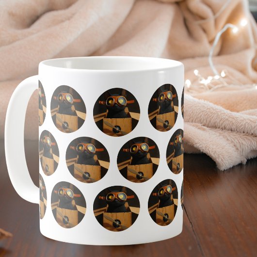 Mug Funny Pilot Black cat in airplane box Personalized