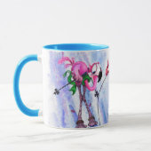 Mug Funny Pink Flamant rose Skier - Dessin Dessin Dess (Gauche)