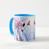 Mug Funny Pink Flamant rose Skier - Dessin Dessin Dess (Devant gauche)