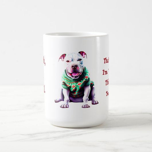 Mug Funny Pit Bull dans le pull de Noël (Centre)