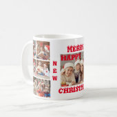 Mug FUNNY PLEIN PHOTO COLLAGE MERRY CHRISTMAS blanc (Devant gauche)