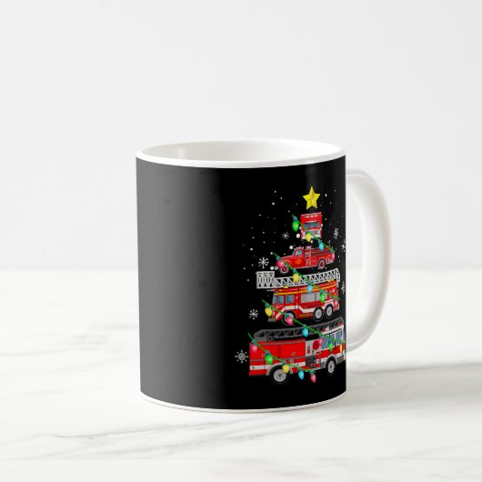 Mug Funny Pompier Camion de Noël Arbre de Noël T (Devant droit)