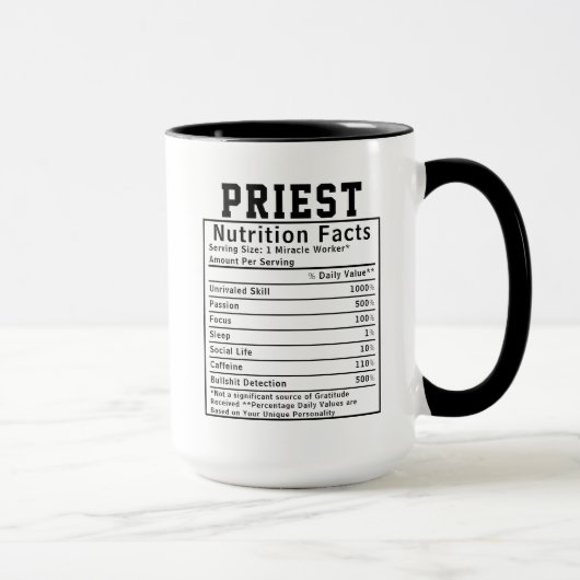 Mug Funny Priest Nutrition Facts Religious Leader Gift (Droite)