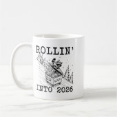 Mug Funny Raccoon 2026 Snarky New Year, Rollin' 2025 I (Gauche)