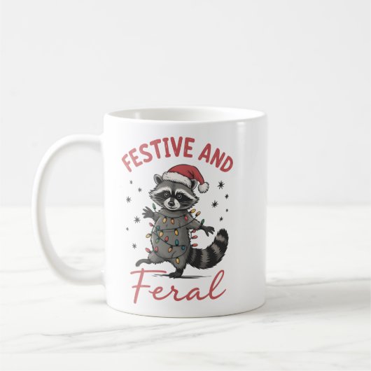 Mug Funny Raccoon Christmas Feral Meme Xmas  (Gauche)