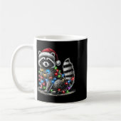 Mug Funny Raccoon Santa Hat Christmas Tree Lights Paja (Gauche)