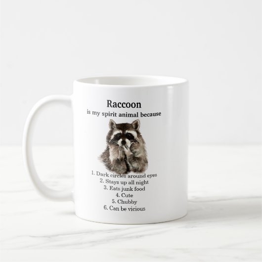 Mug Funny Raccoon Spirit Humour animal (Gauche)
