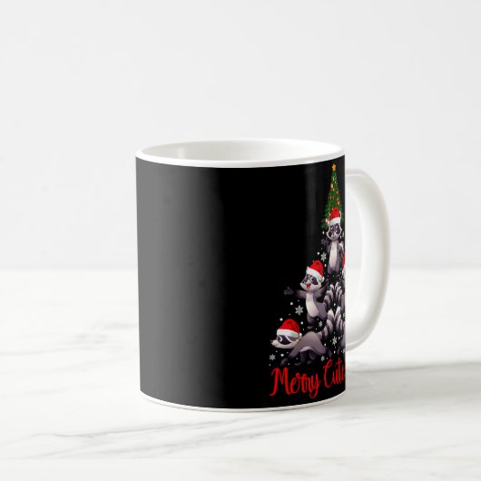Mug Funny Racoon Merry Cute-mas Racoon Family Christma (Devant droit)