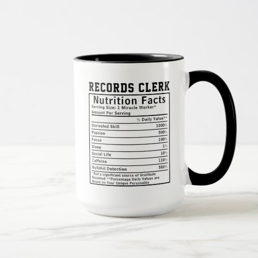Mug Funny Records Clerk Nutrition Facts Administrative (Droite)