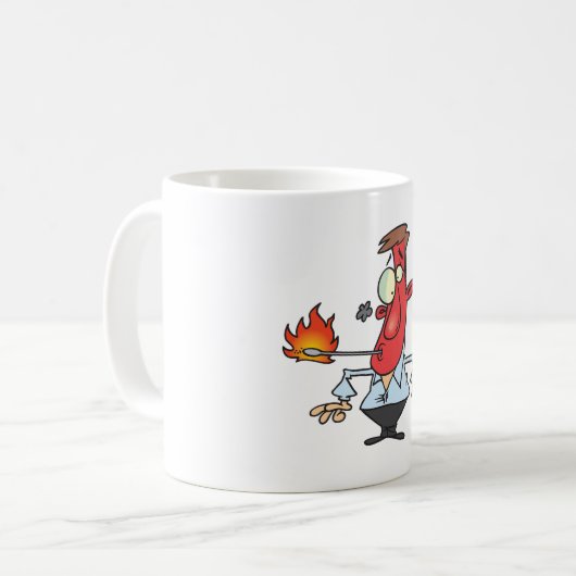 Mug Funny Red Face Man with Thermometer Fever (Devant gauche)