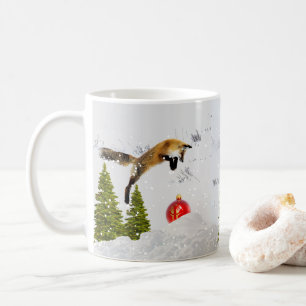 Mug Funny Red Fox chasse l'ornement de Noël en neige