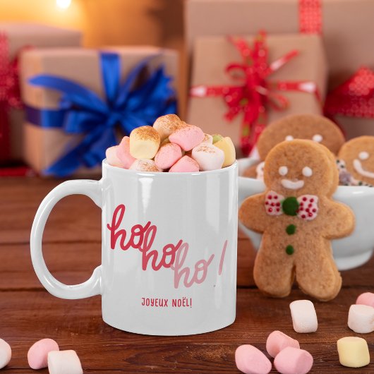 Mug Funny Red Pink Hohoho Joyeux Noel Typography