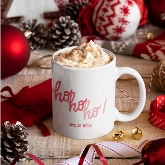 Mug Funny Red Pink Hohoho Joyeux Noel Typography