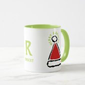 Mug Funny Red Santa Chapeau Merry & Bright Typographie (Devant droit)