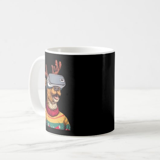 Mug Funny Reindeer In Christmas Sweater And Vr Headset (Devant gauche)