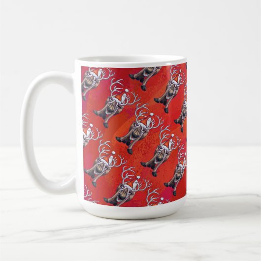 Mug Funny Reindeer Motif sur rouge (Gauche)