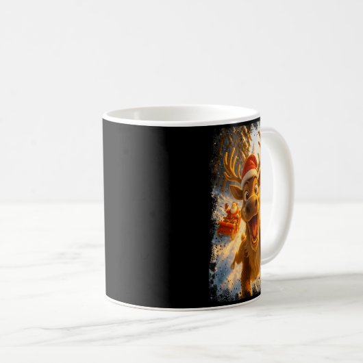 Mug Funny Reindeer Selfie Santa Merry Christmas Men Wo (Devant droit)