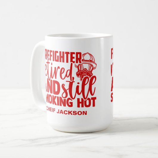 Mug Funny Retraité pompier Fumer Hot (Devant gauche)