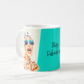Mug Funny Retro Beach Lady dans Lunettes de soleil Fab (Devant gauche)