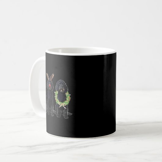 Mug Funny Retro Santa Black Goldendoodle Dog Reindeer (Devant gauche)