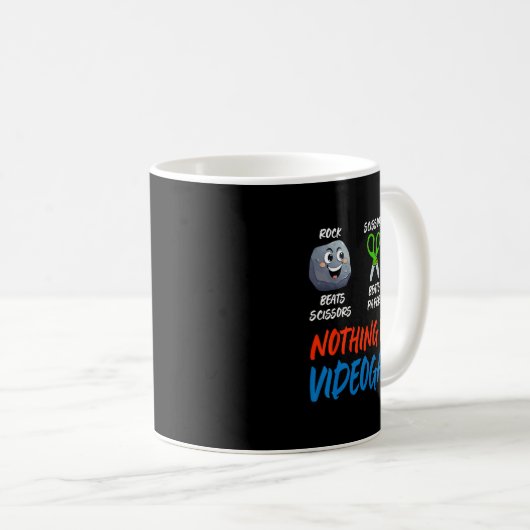 Mug Funny Rock Paper Scissors Nothing Beats Videogames (Devant droit)
