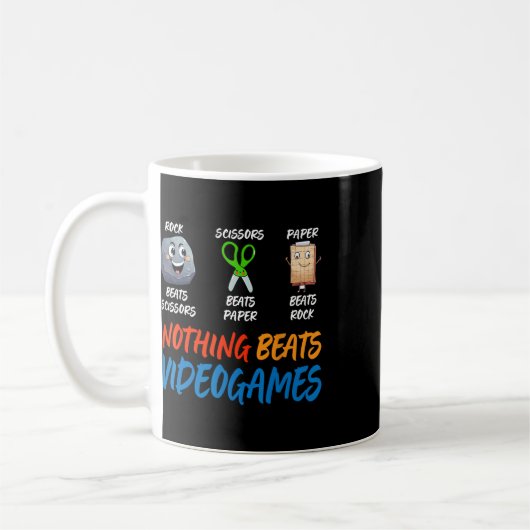 Mug Funny Rock Paper Scissors Nothing Beats Videogames (Gauche)