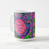 Mug Funny rose "Carburant enseignant" Nom personnalisé (Devant gauche)