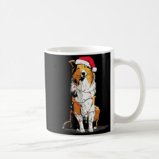 Mug Funny Rough Collie Christmas Graphics Dog Lights L (Droite)