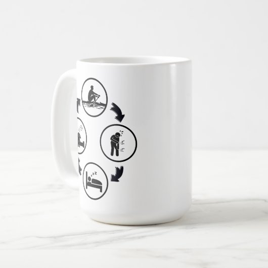 Mug Funny rowing gift, The rowing cycle (Devant gauche)
