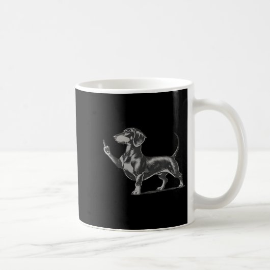 Mug Funny Rude Black Dachshund Dog Meme Middle Finger  (Droite)