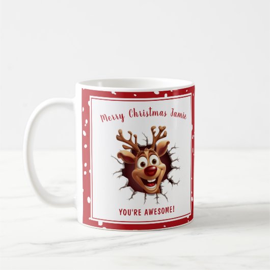 Mug Funny Rudolph à travers le Noël du Nom Rouge (Gauche)