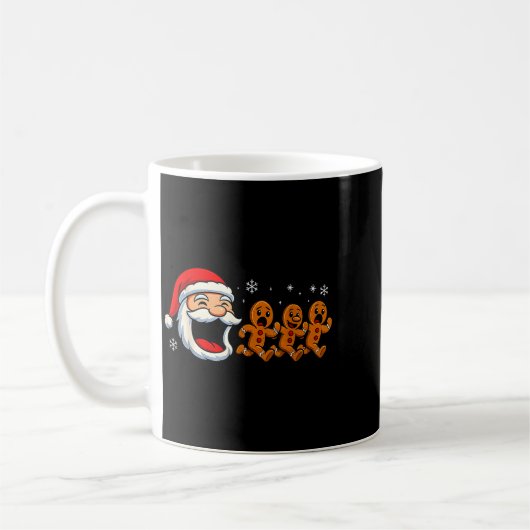 Mug Funny Santa Chasing Gingerbread Christmas Cookie  (Gauche)