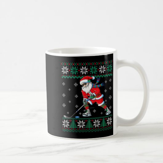 Mug Funny Santa Claus Christmas Ice Hockey Ugly Sweate (Droite)