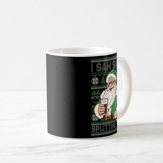 Mug Funny Santa Drinking Beer Splitting G Christmas Ad (Devant droit)