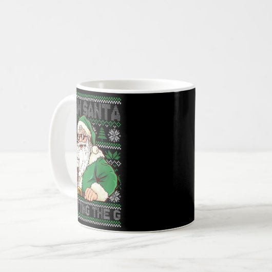 Mug Funny Santa Drinking Beer Splitting G Christmas Ad (Devant gauche)