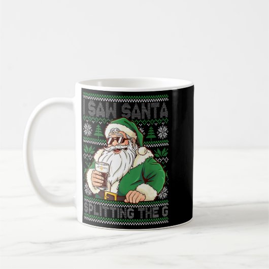 Mug Funny Santa Drinking Beer Splitting G Christmas Ad (Gauche)