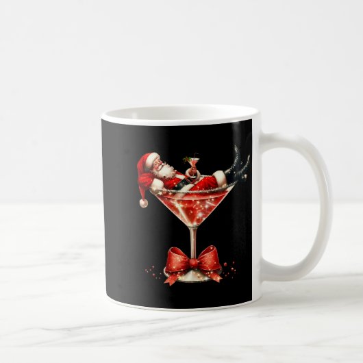 Mug Funny Santa Drinking Martini Christmas Humor Men W (Droite)