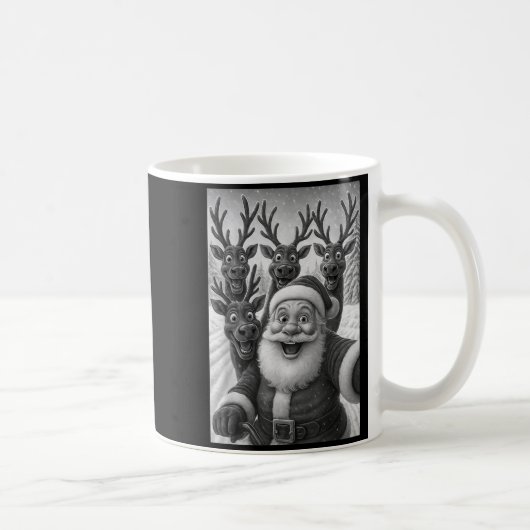 Mug Funny Santa Selfie With Reindeer Christmas (Droite)