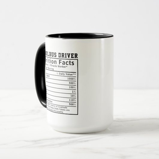 Mug Funny Schoolbus Driver Nutrition Facts Boss Gift (Devant gauche)