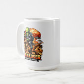 Mug Funny Sci-Fi Fantasy Meme Art, Alien Riding Dinosa (Devant gauche)