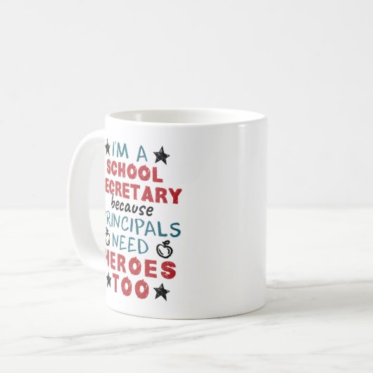 Mug Funny Secrétaire d'école Héros appréciation (Devant gauche)