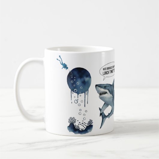 Mug Funny shark and diver (Gauche)