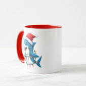 Mug Funny Shark Wearing Santa Christmas Hat (Devant gauche)