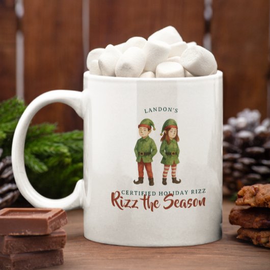 Mug Funny Sigma Gen Z Elf “Rizz the Season” Monogram