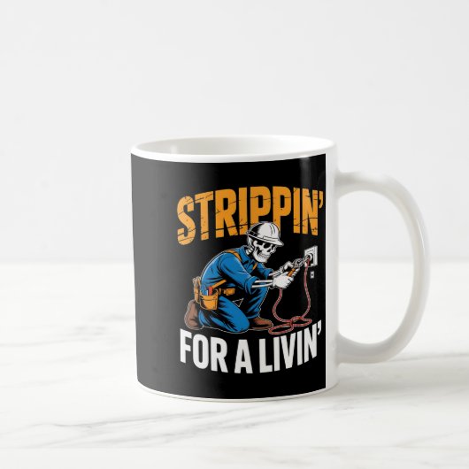 Mug Funny Skeleton Electrician N For A Livin Long Slee (Droite)