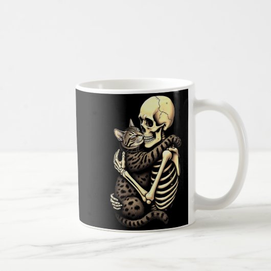 Mug Funny Skeleton Hugging Cat Halloween Cat Lover Mom (Droite)