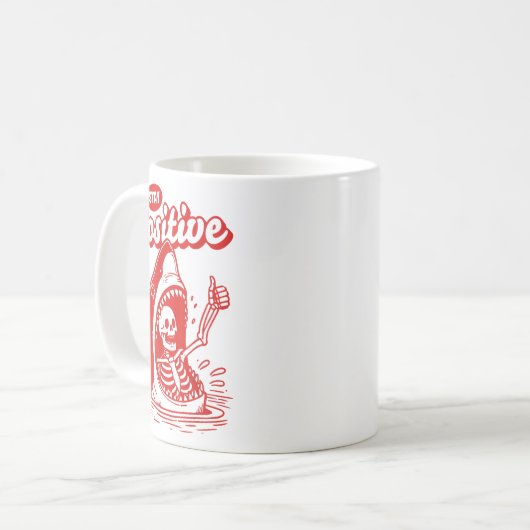 Mug Funny Skeleton Stay Sitive Shark Beach Motivationa (Devant gauche)