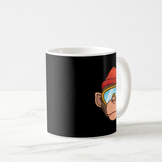 Mug Funny Ski Monkey Goggles Gorilla Skiing Mountain G (Devant droit)
